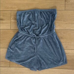 Blue Strapless Romper